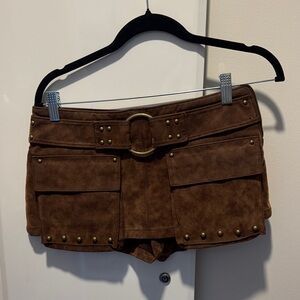 We The Free Brown Cargo Shorts with Belt